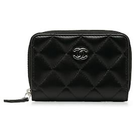 Chanel-Monedero con cremallera CC Matelasse-Negro