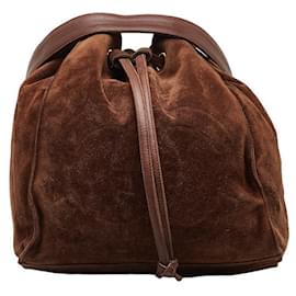 Chanel-Suede Bucket Bag-Brown