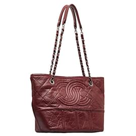 Chanel-Einkaufstasche aus gealtertem Lammleder-Rot