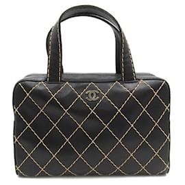 Chanel-Quilted Wild Stitch Boston Bag-Black
