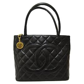 Chanel-CC Caviar Medallion Tote Bag-Black
