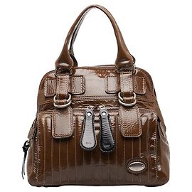 Chloé Bolsa Bay acolchoada em couro envernizado Marrom