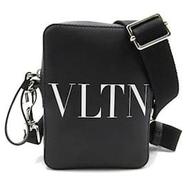Valentino-Leather Messenger  Bag-Black