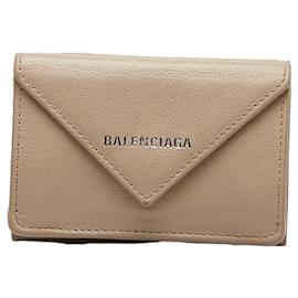 Balenciaga-Portefeuille en papier en cuir-Marron
