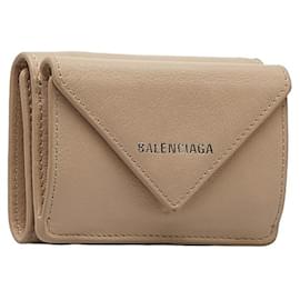 Balenciaga-Leather Papier Wallet-Brown