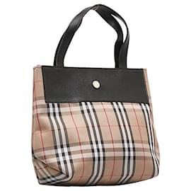 Burberry-Canvas-Handtasche mit Hauscheck-Braun
