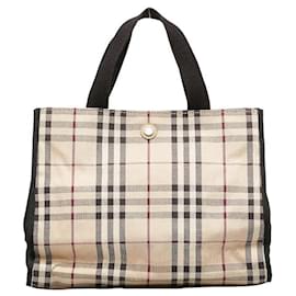 Burberry-Vintage Check Canvas Handbag-Brown