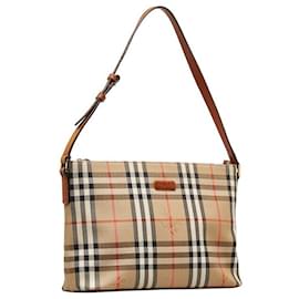 Burberry-Haymarket Check Canvas Shoulder Bag-Brown