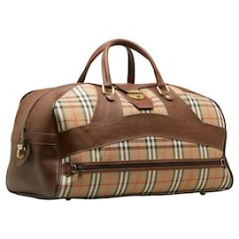 Burberry-Haymarket Check Canvas Travel Bag-Brown
