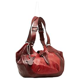 Céline-Leather Shoulder Bag-Red