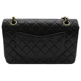 Chanel-Bolso mediano con solapa con forro clásico-Negro