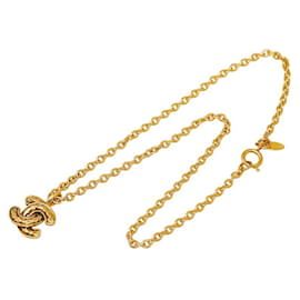 Chanel-Halskette mit CC-Matelasse-Anhänger-Golden