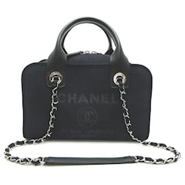 Chanel-Logo Deauville Bowling Bag-Black