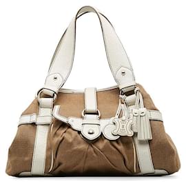 Céline-Canvas and leather bag-Brown