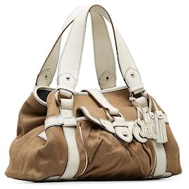 Céline-Canvas and leather bag-Brown
