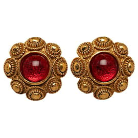 Chanel-Pendientes de clip Gripoix rojos-Dorado