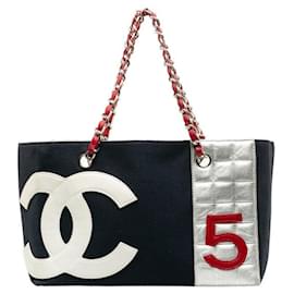 Chanel-N °5 Bolso de compras acolchado de aluminio-Negro