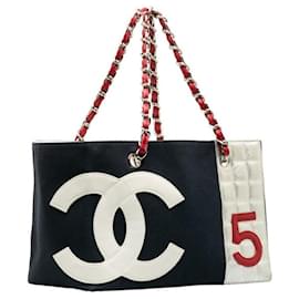Chanel-Nr5 Folie gesteppte Einkaufstasche-Schwarz