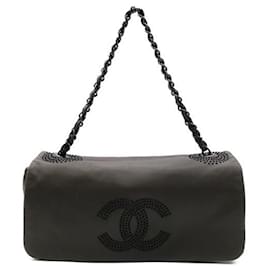 Chanel-CC Studded Eat West Full Flap Bag-Grey