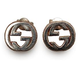 Gucci-Interlocking G Stud Earrings-Silvery