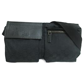 Gucci-GG Canvas lined Pocket Belt Bag-Black