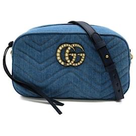 Gucci-Gucci Marmont Denim Crossbody Bag-Blue