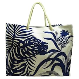 Hermès-Tigre a l'Ananas Beach Bag-Brown