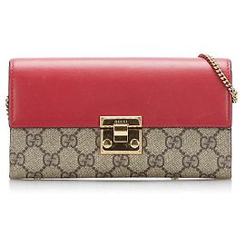 Gucci GG Supreme Padlock Wallet On Chain Red