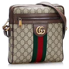 Gucci-GG Supreme Small Ophidia Messenger Bag-Brown