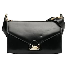 Céline-Leather Carriage Shoulder Bag-Black