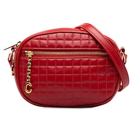 Céline-Quilted Leather C Charm Crossbody Bag-Red