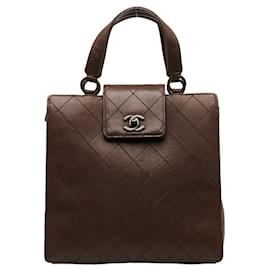 Chanel-Quilted Leather Handbag-Brown