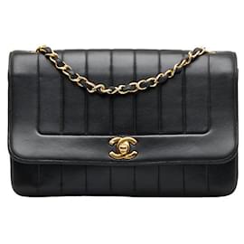 Chanel-Bolso de hombro Mademoiselle con solapa y borde vertical-Negro