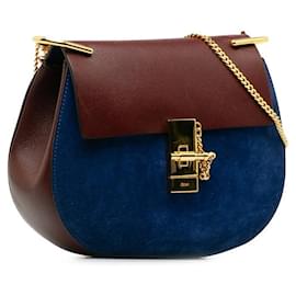 Chloé-Drew Suede Leather Trim Crossbody Bag-Blue