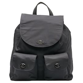 Coach-Nylon Multipocket Backpack-Black