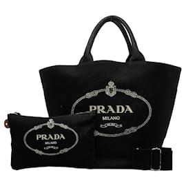Prada-Canapa-Logo-Einkaufstasche-Schwarz