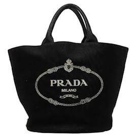 Prada-Canapa-Logo-Einkaufstasche-Schwarz