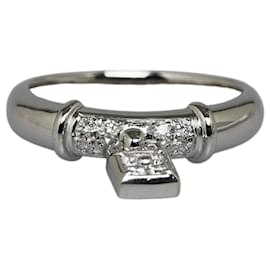 Tasaki-Platinum Diamond Padlock Ring-Silvery