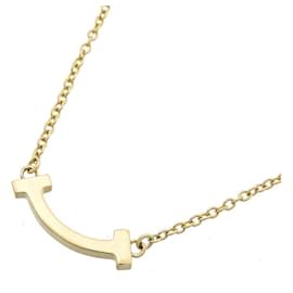 Tiffany & Co-18K Micro T Smile Necklace-Golden