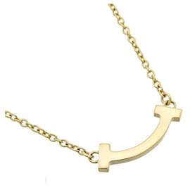 Tiffany & Co-18K Micro T Smile Necklace-Golden