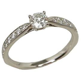 Tiffany & Co-Bague de fiançailles en platine et diamant-Argenté