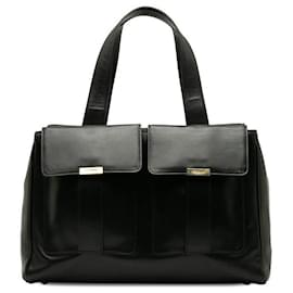 Yves Saint Laurent-leather 2 Front Pockets Handbag-Black