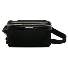 Yves Saint Laurent-Canvas Leather Trim Belt Bag-Black