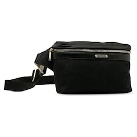 Yves Saint Laurent-Canvas Leather Trim Belt Bag-Black