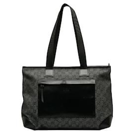 Gucci-GG Canvas & Leather Tote Bag-Black