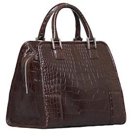 Loewe-Embossed Leather Handbag-Brown