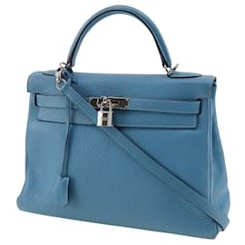 Hermès-Clemence Kelly 32-Blau