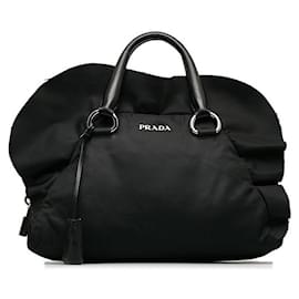 Prada-Tessuto Handtasche mit Rüschen-Schwarz