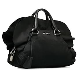 Prada-Tessuto Handtasche mit Rüschen-Schwarz