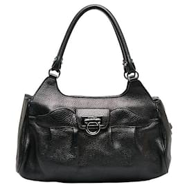 Salvatore Ferragamo-Leather Armonia Shoulder Bag-Black